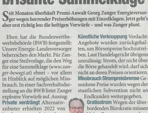 Artikel in der Heute: Stromriesen droht nun brisante Sammelklage